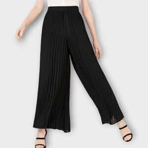 Bar III Womens Pants‎ Sz 2 Fanned Pleated Wide Leg Pants Black